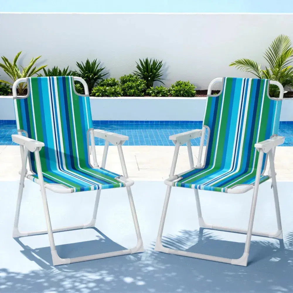 Gardeon Outdoor Chairs Folding Camping Chair Steel Portable Patio Furniture - BBQ Backyard Supply Co