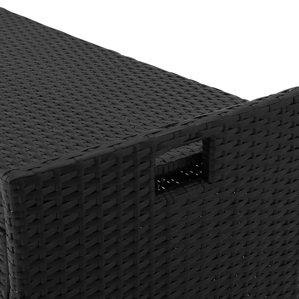 Gardeon Wicker Outdoor Storage Bench – 102L, Black - BBQ Backyard Supply Co