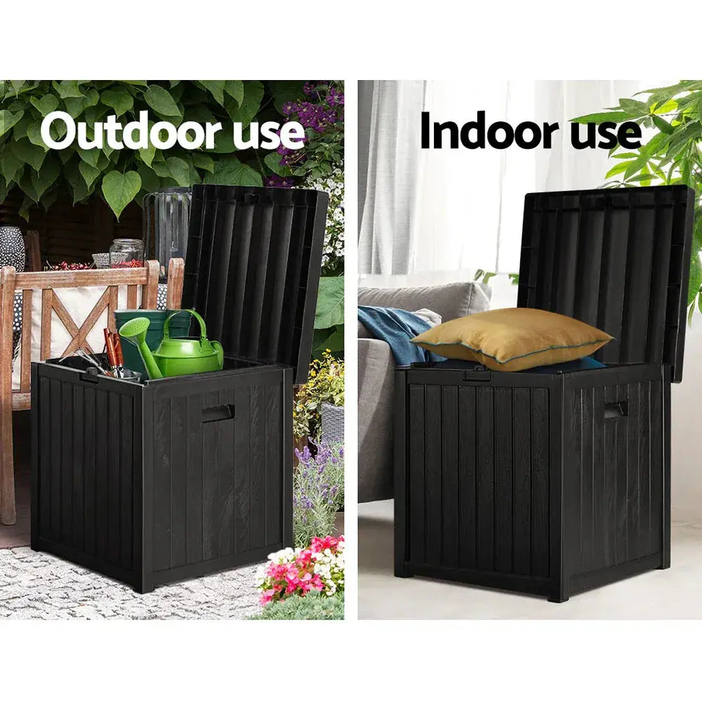 Gardeon 195L Outdoor Storage Box – Black, Compact Bench Seat & Garden Organiser - BBQ Backyard Supply Co