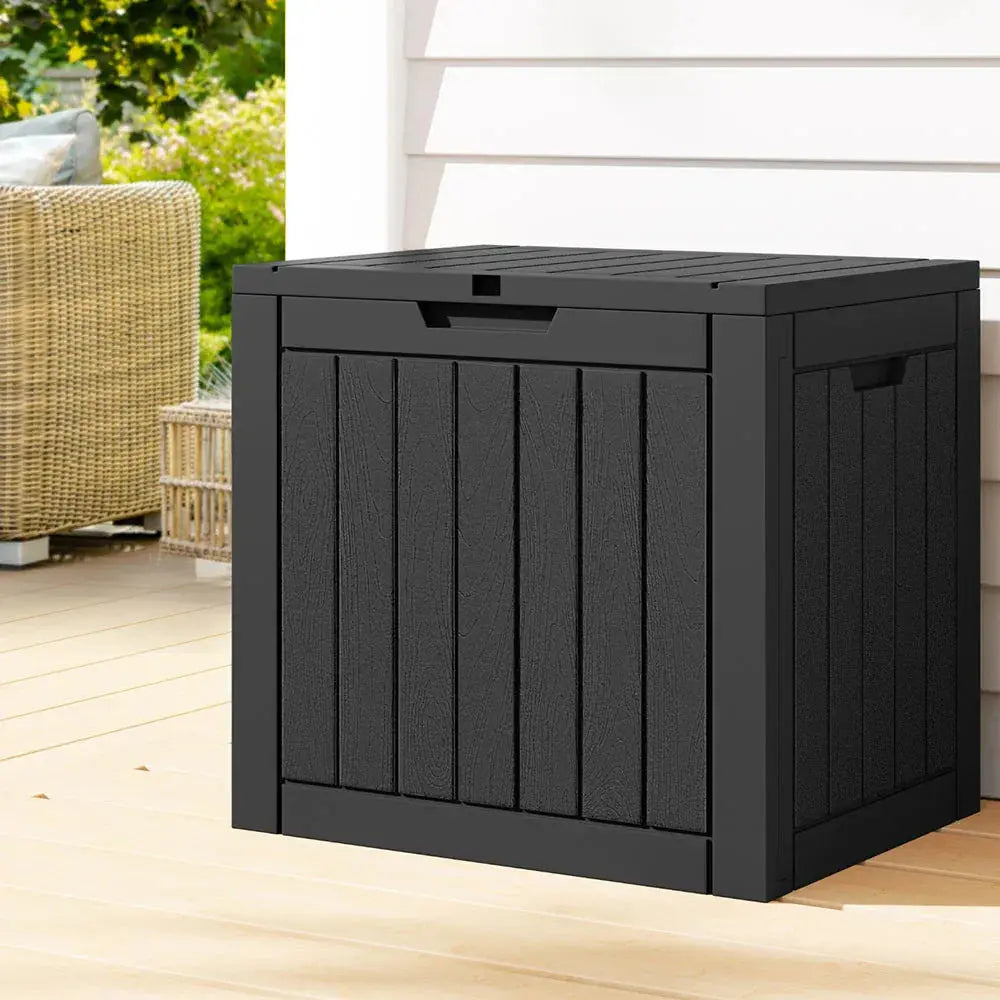 Gardeon 118L Outdoor Storage Box – Black, Lockable Compact Bench & Garden Shed - BBQ Backyard Supply Co
