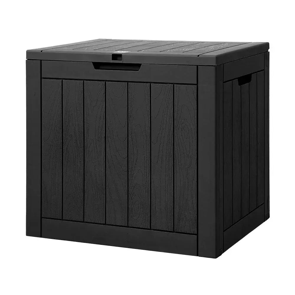 Gardeon 118L Outdoor Storage Box – Black, Lockable Compact Bench & Garden Shed - BBQ Backyard Supply Co
