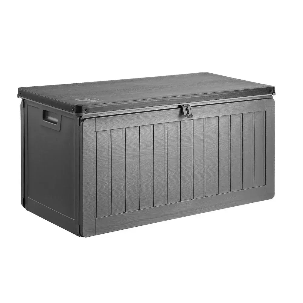 Gardeon 190L Outdoor Storage Box – Grey & Black, Weatherproof with Bench Seat - BBQ Backyard Supply Co