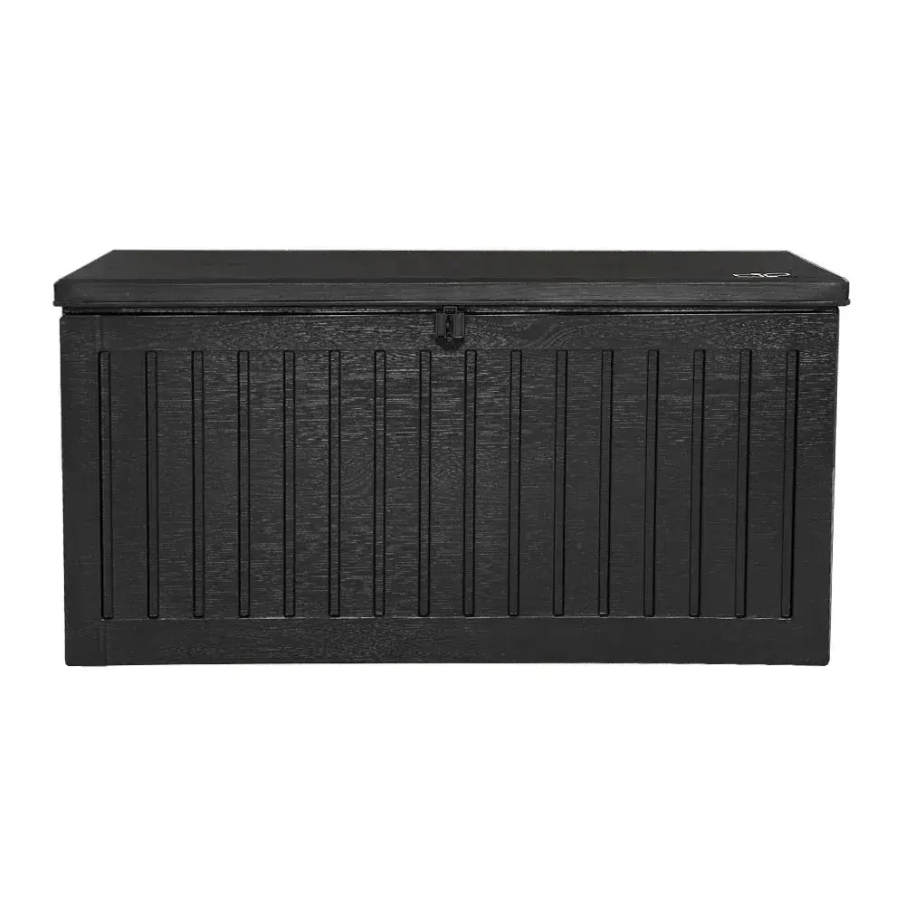 Gardeon 270L Outdoor Storage Box – Black, Lockable Bench Seat & Tool Shed - BBQ Backyard Supply Co
