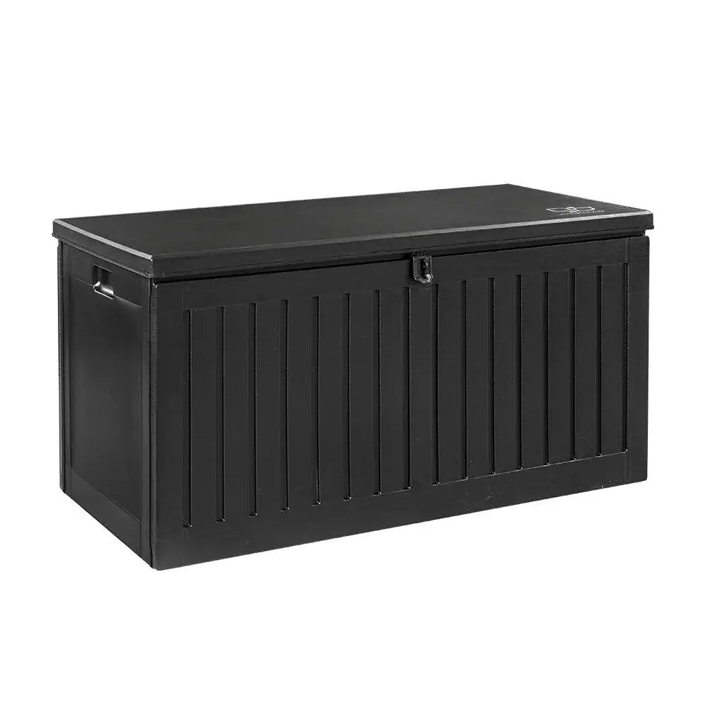 Gardeon 270L Outdoor Storage Box – Black, Lockable Bench Seat & Tool Shed - BBQ Backyard Supply Co