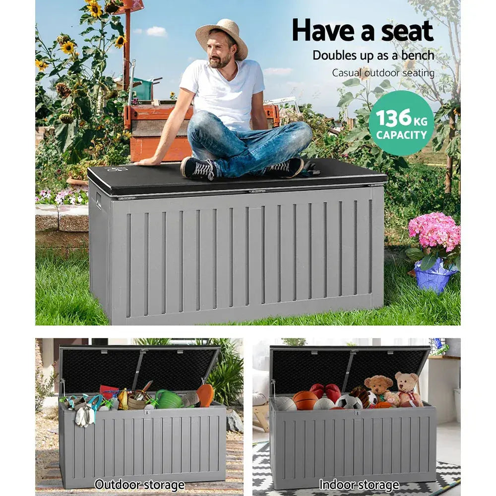Gardeon 270L Outdoor Storage Box – Lockable Bench - BBQ Backyard Supply Co
