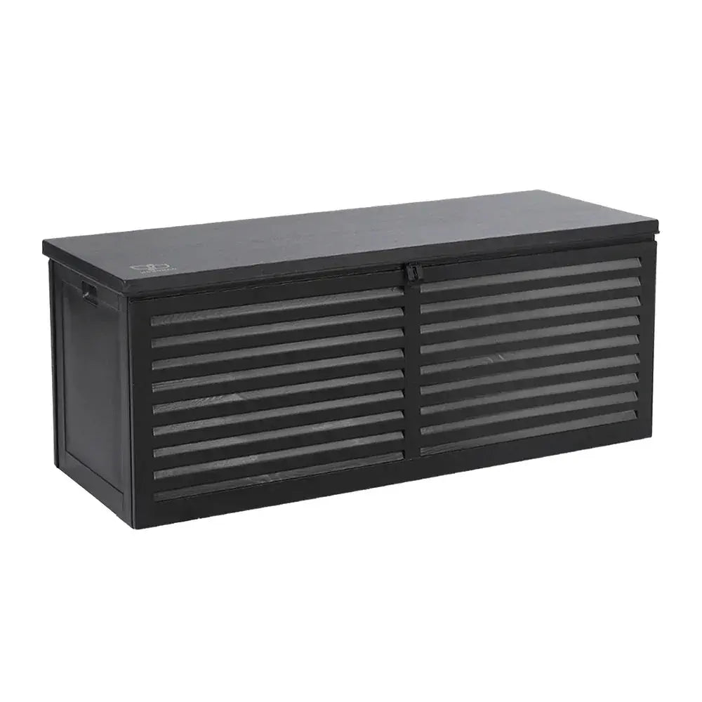 Gardeon 390L Outdoor Storage Box – All Black, Lockable Bench Seat - BBQ Backyard Supply Co