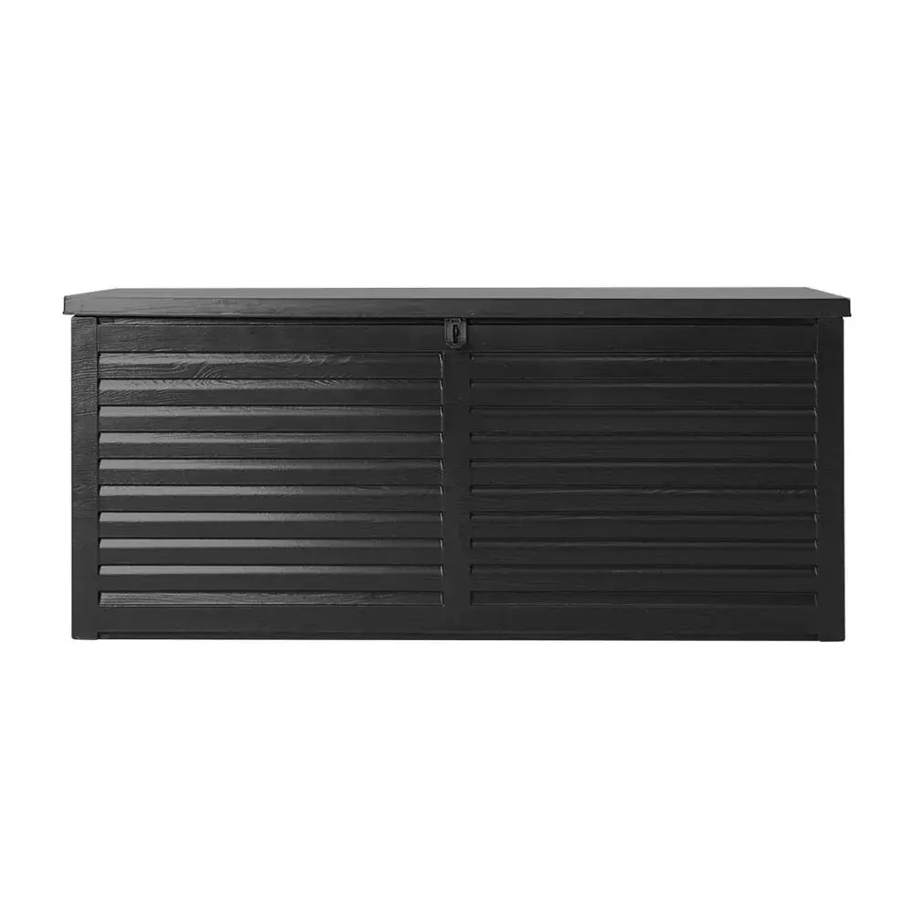 Gardeon 490L Outdoor Storage Box – All Black, Lockable Bench Seat - BBQ Backyard Supply Co