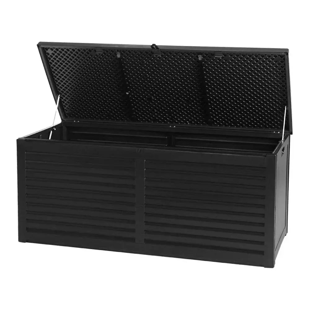 Gardeon 490L Outdoor Storage Box – All Black, Lockable Bench Seat - BBQ Backyard Supply Co