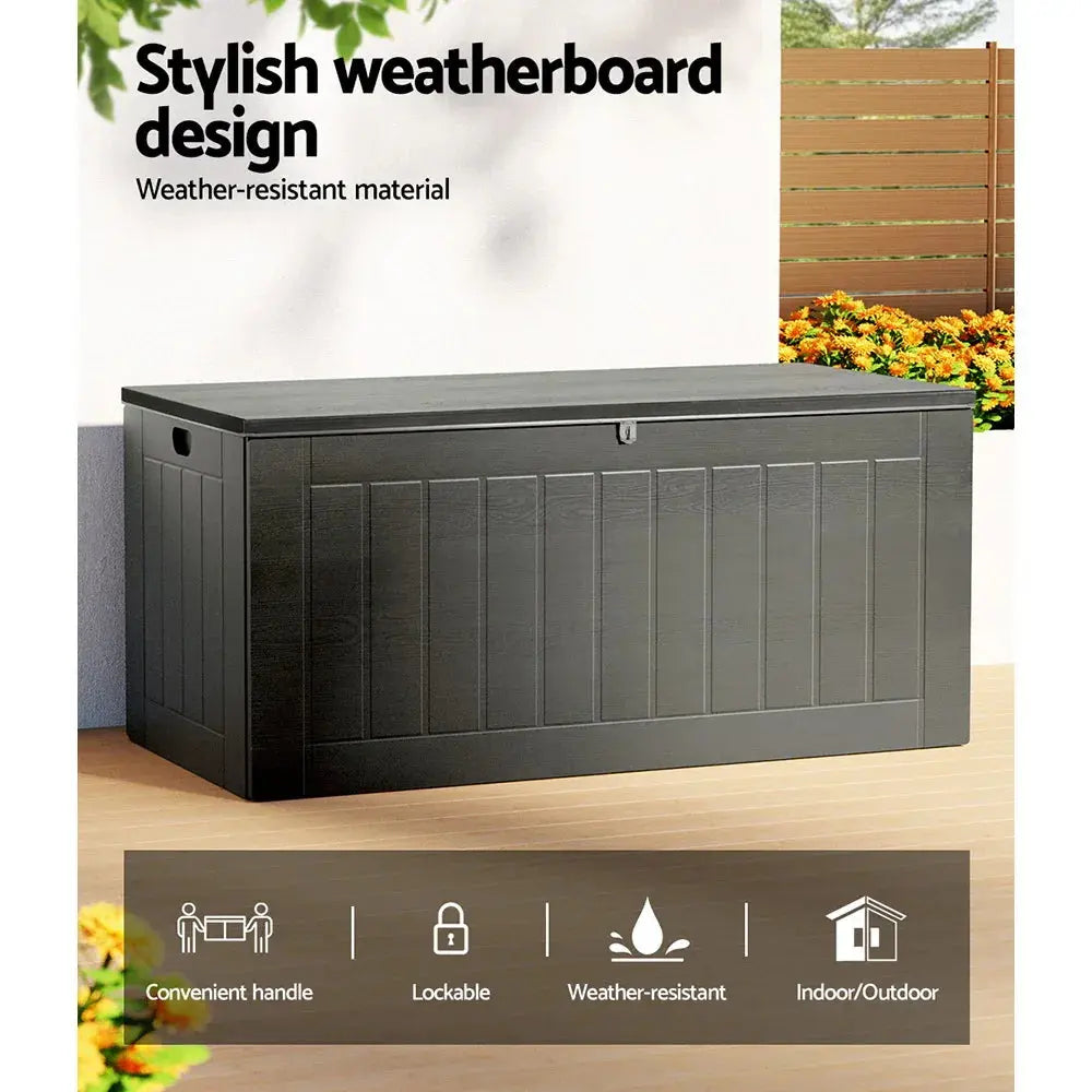 Gardeon Outdoor Storage Bench – 830L, Grey - BBQ Backyard Supply Co