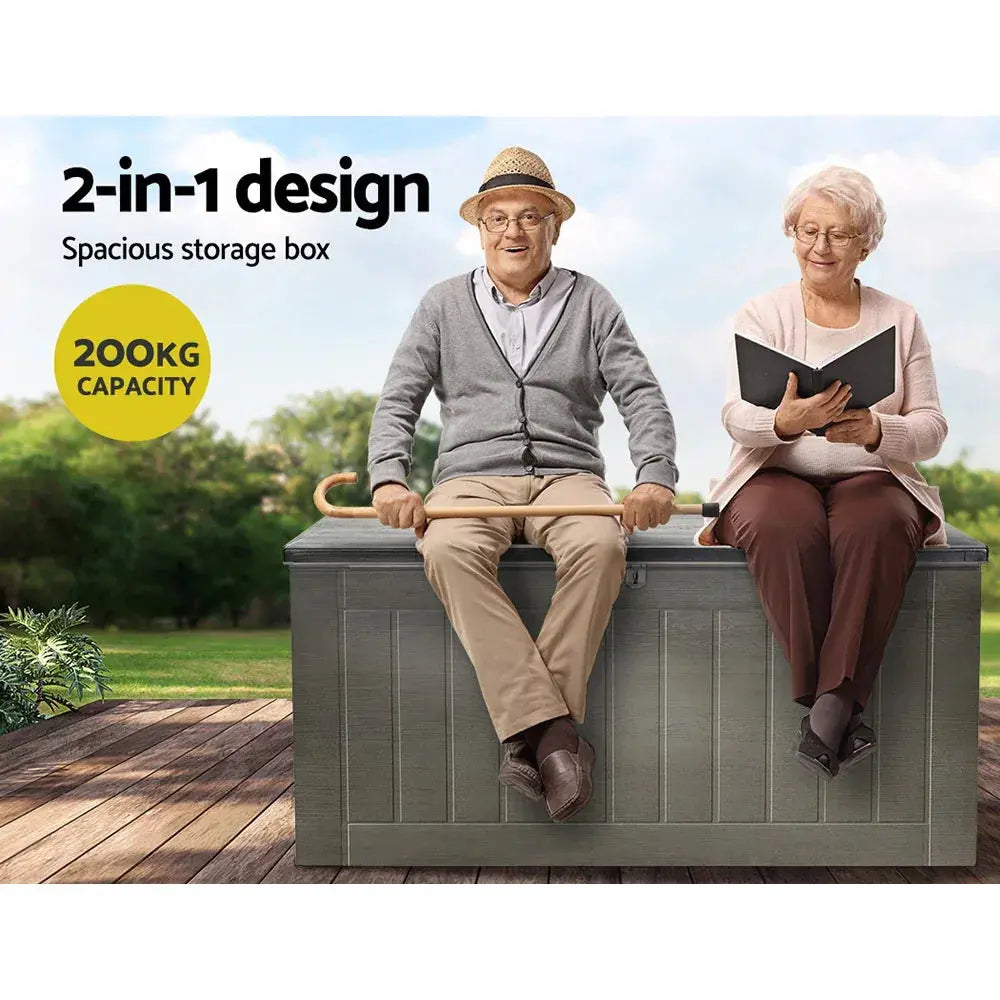 Gardeon Outdoor Storage Bench – 830L, Grey - BBQ Backyard Supply Co
