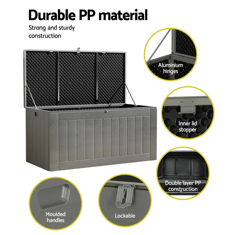 Gardeon Outdoor Storage Bench – 830L, Grey - BBQ Backyard Supply Co