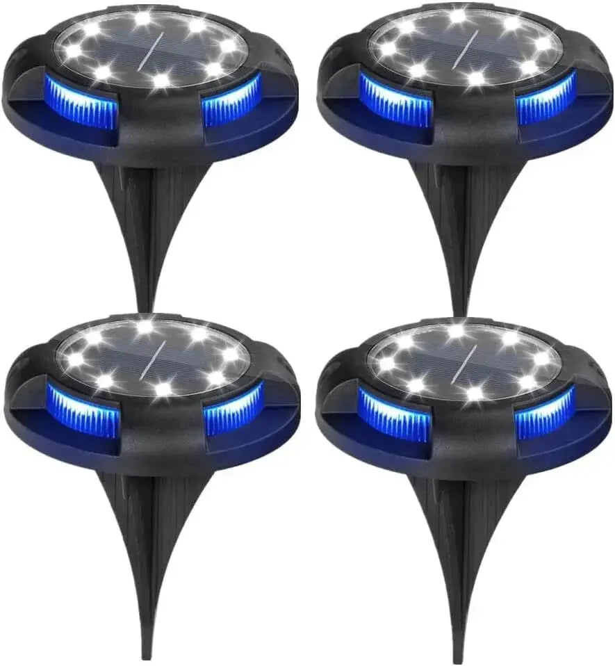 4‑Pack Solar Ground Lights – 8‑LED Outdoor Pathway Lights, IP65 Waterproof, Solar Powered for Lawn, Patio & Landscape - BBQ Backyard Supply Co
