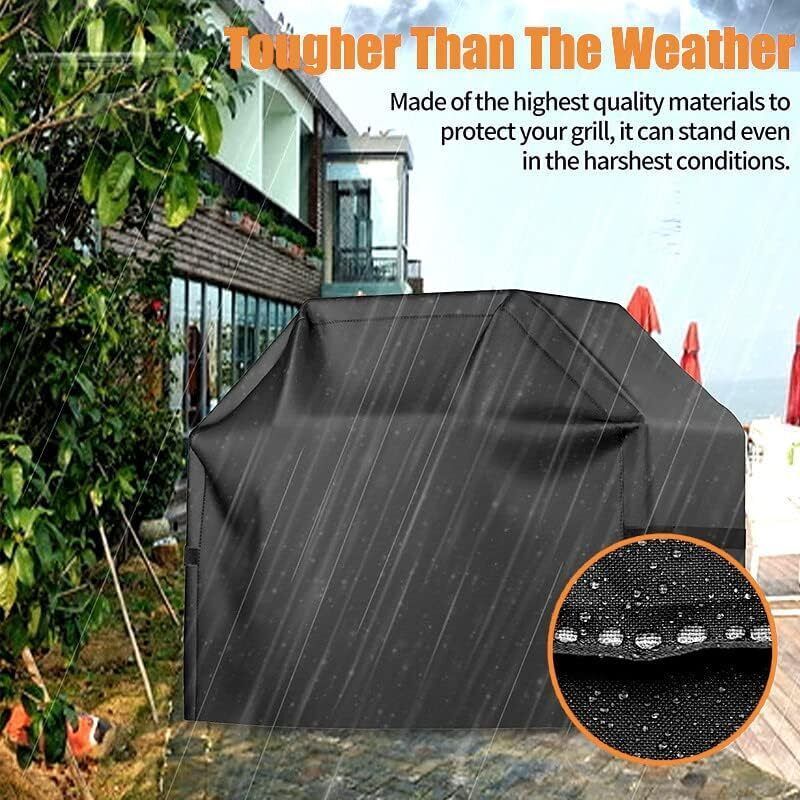 Black 210D Waterproof Gas Grill BBQ Cover Compatible with Weber Holland JennAir, 150 x 100 x 125 cm
