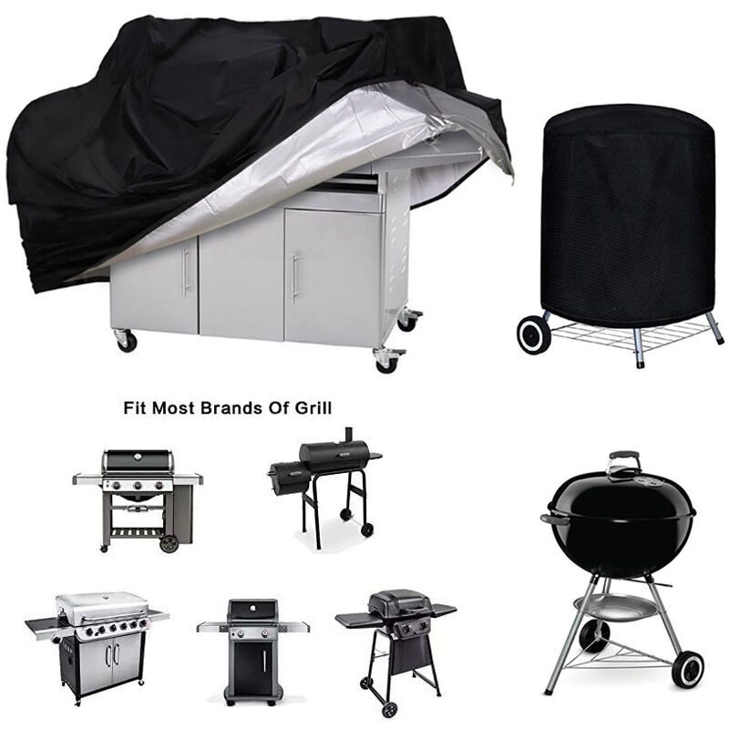 Black 210D Waterproof Gas Grill BBQ Cover Compatible with Weber Holland JennAir, 150 x 100 x 125 cm