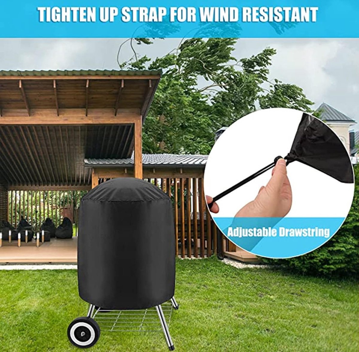 BBQ Cover - Barbecue Protective Cover - 70x70 cm - Round BBQ Cover - Waterproof - Universal Barbecue Cover - Outdoor Grill Cover - Round Barbecue - Waterproof UV Cover - Barbecue Cover - Oxford - Waterproof - Weatherproof - Cover