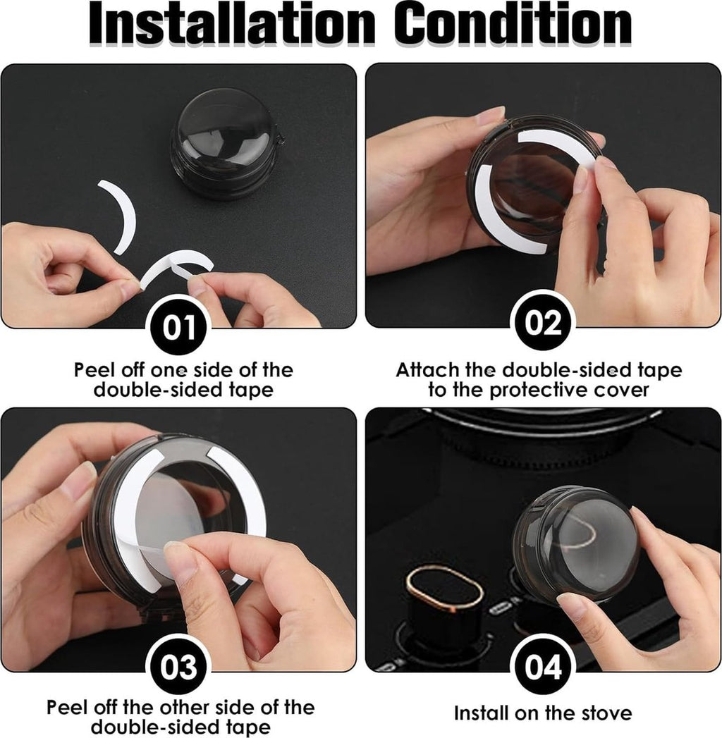 Gas Stove Knob Protective Cover - 8 Pieces - Universal - Plastic Knob Cover - Suitable for Gas Stove, Gas/Electric Stove, Electric Oven, Induction Stove, Gas BBQ, Hob - Kitchen Utensils - Black - Child Safety