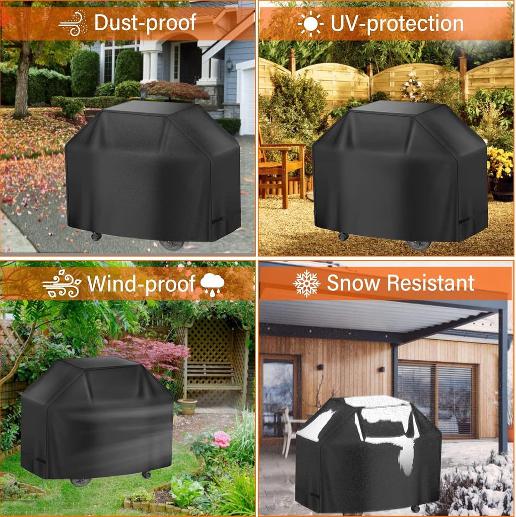 190*71*127 cm - BBQ Cover - Barbecue Covers - Waterproof Barbecue Protective Cover - Waterproof Protective Cover - 210D Robust Outdoor Grill Cover - Windproof - UV-resistant - Tear-resistant - Weatherproof Gas Grill Protector - With Storage Bag - Black