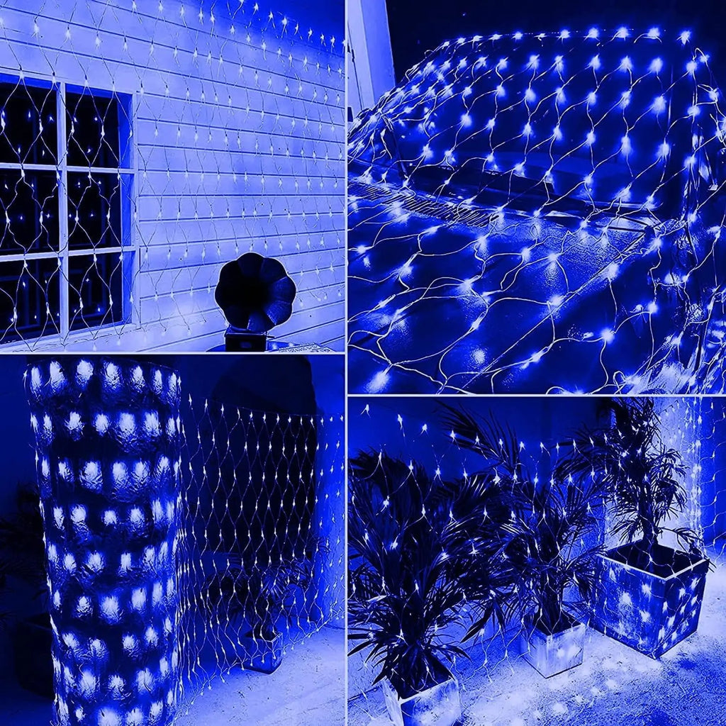 Solar Net Mesh String Lights 9.8ft × 6.6ft – Outdoor Garden, Wedding, Party, Christmas Decorations