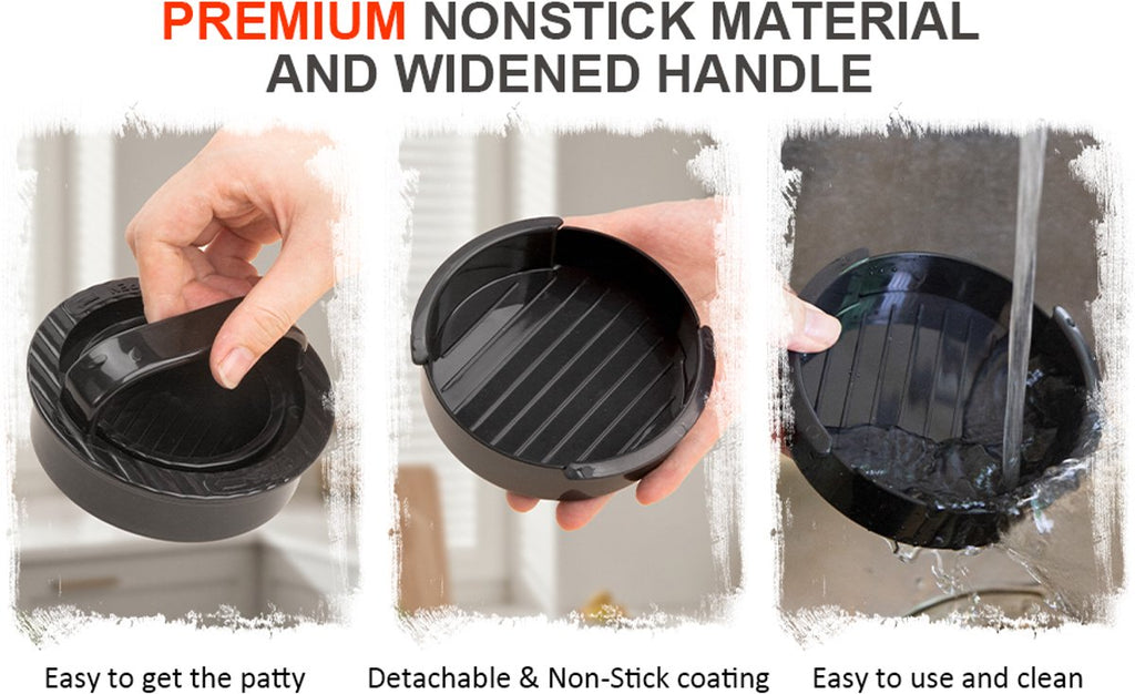 3-in-1 Hamburger and Hamburger Press - Hamburger Mold - Non-stick, Durable Patty Maker for Stuffed Burgers and Sliders - Easy to Clean - Black