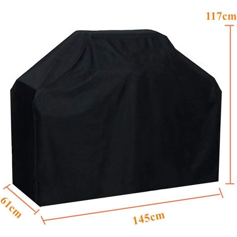 BBQ Cover Waterproof Windproof Fade Resistant Oxford Fabric Compatible with Weber and Brinkmann Barbecue Racks, 145 x 61 x 117 cm