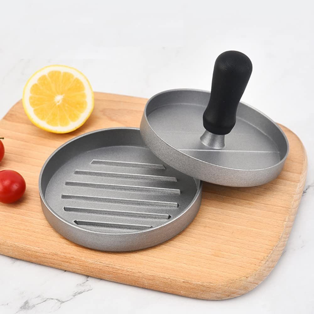 Burger Press Hamburger Press Patty Maker with   Aluminum Hamburger Mold Non-Stick, BBQ Grill Accessories Kitchen Tool for Grilling Black handle spray paint (with coating)