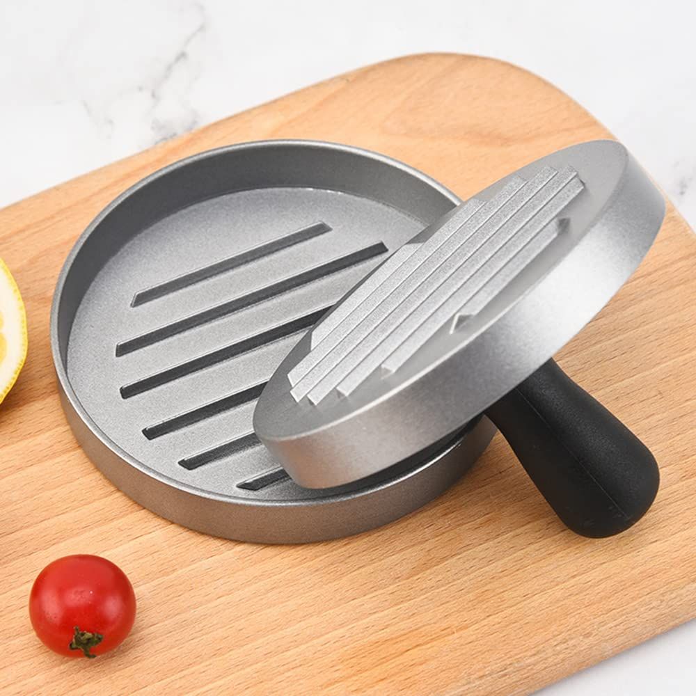 Burger Press Hamburger Press Patty Maker with   Aluminum Hamburger Mold Non-Stick, BBQ Grill Accessories Kitchen Tool for Grilling Black handle spray paint (with coating)