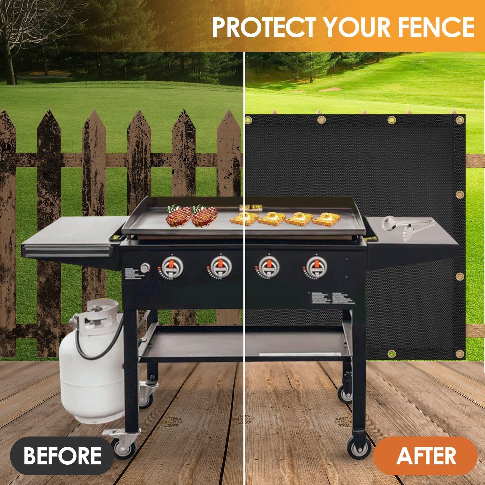 Fireproof Grill Heat Shield to Protect Deck Fence from Grill Heat, Heat Shield for Wood Stove, Stove Wall Protector Fridge, BBQ Grill Mat Accessories Compatible （3*4 ft）
