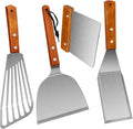 Spatula, Metal Spatulas Set, Stainless Steel Spatula, Fish Spatula Turner Cooking BBQ Grill Griddle Spatula, Metal Spatula for Cast Iron Skillet, Small Wide Kitchen Spatulas with Wood Handle