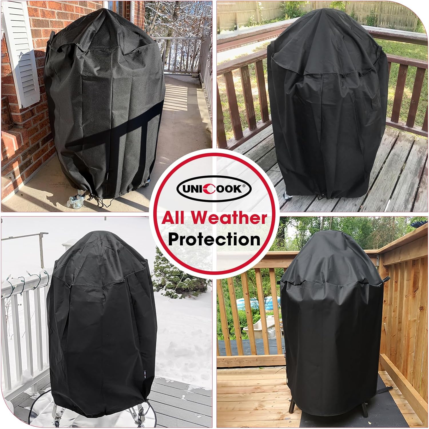 Round Smoker Cover 30 Inch, Heavy Duty Waterproof Charcoal Kettle BBQ Grill Cover, Fade Resistant Barrel Protector, Fits Weber Char-Griller Akorn Kamado and More, 30" Dia x 36" H