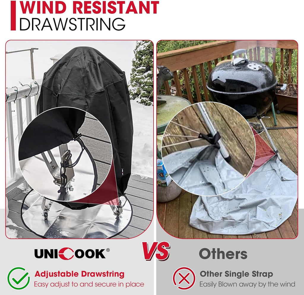Round Smoker Cover 30 Inch, Heavy Duty Waterproof Charcoal Kettle BBQ Grill Cover, Fade Resistant Barrel Protector, Fits Weber Char-Griller Akorn Kamado and More, 30" Dia x 36" H