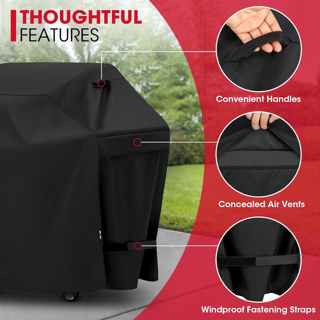 Outdoor Large Grill Cover 70 Inch, Heavy Duty Waterproof Gas Grill Cover for Outside, Fade Resistant Durable BBQ Protector, All Weather Protection for Backyard BBQs, Black