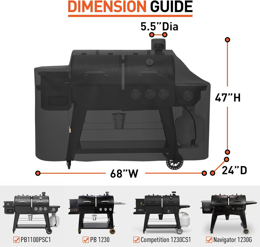 Grill Cover Compatible with Pit Boss 1100 Pro Series Pellet Gas Combo Grill, Heavy Duty Waterproof All Weather Protection for Outdoor Wood Pellet BBQ