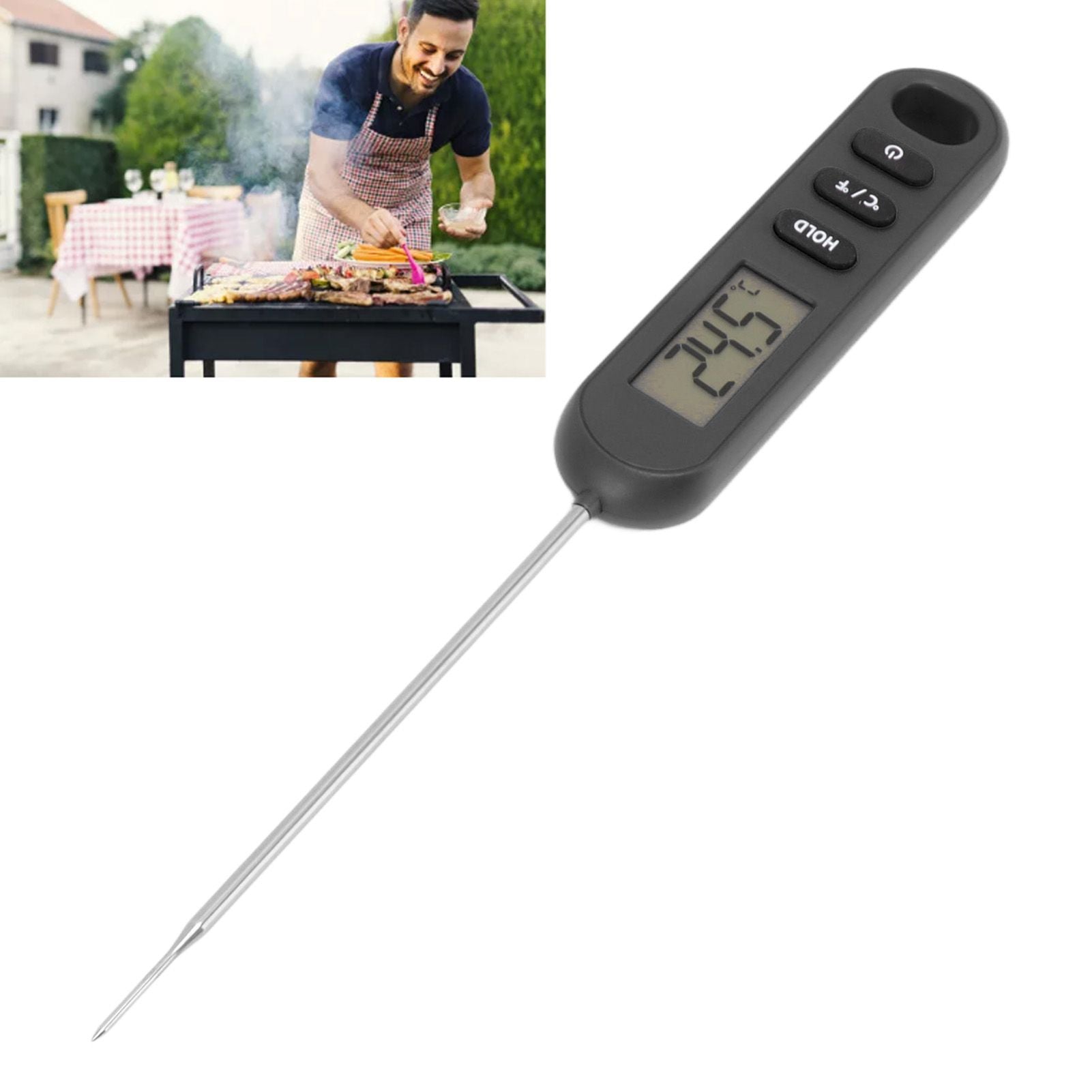 Meat Food Thermometer Instant Read Thermometer Digital Cooking Kitchen Barbecue Thermometer With Long Probe Black