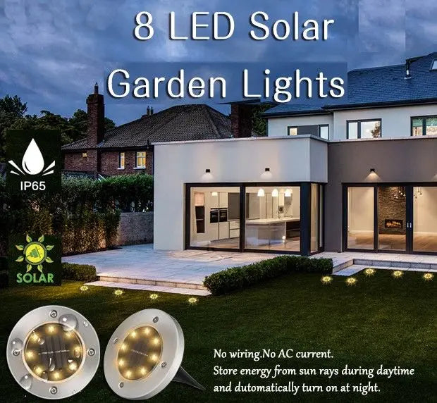 8 Pack LED Solar Pathway Lights – Outdoor Garden, Wedding, Party, Christmas Decorations