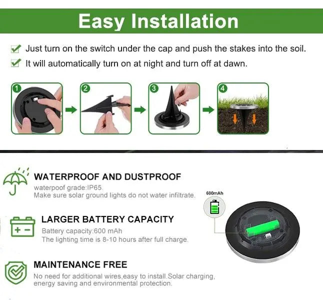 8 Pack LED Solar Pathway Lights – Outdoor Garden, Wedding, Party, Christmas Decorations