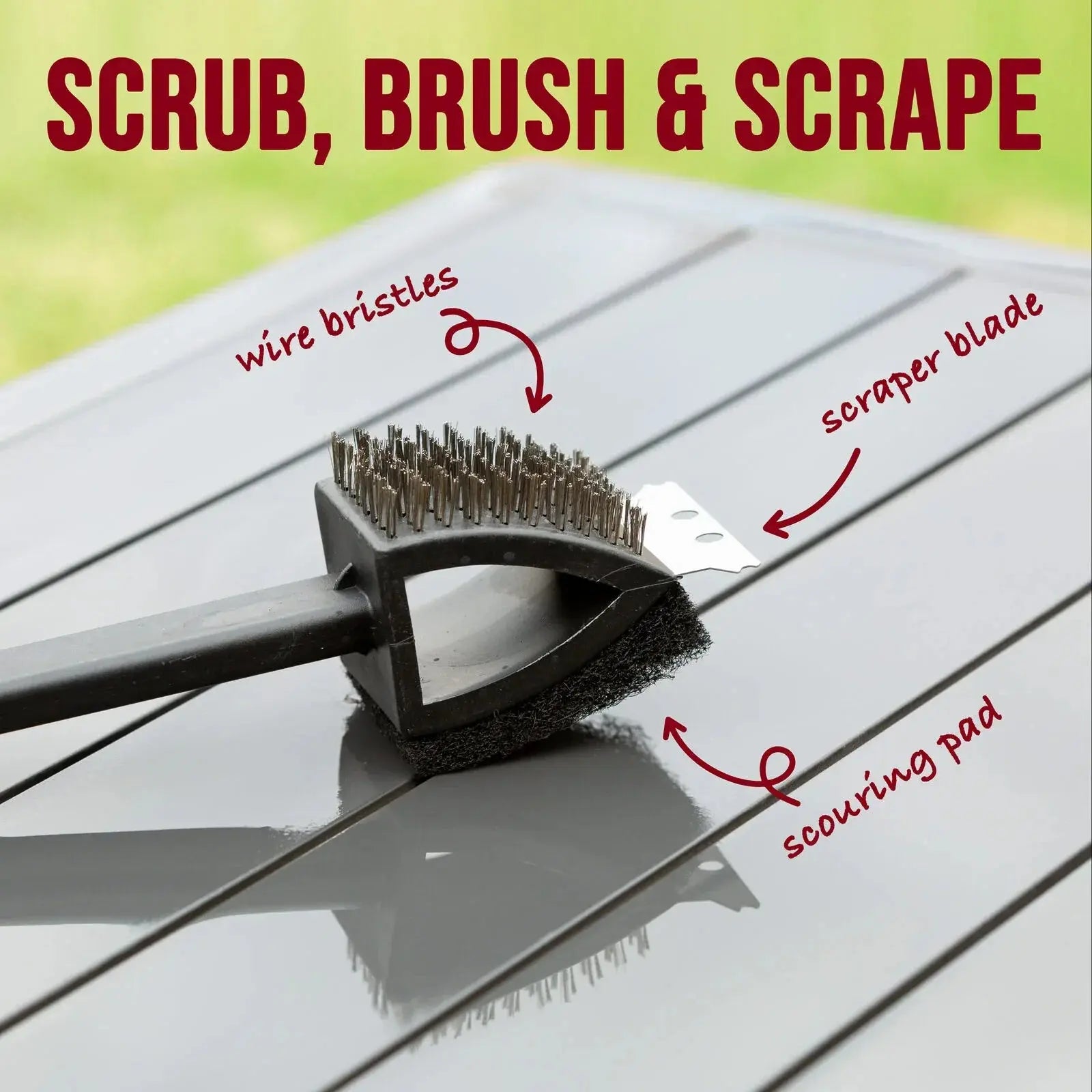 Stainless Steel BBQ Brush and Scraper Blade - BBQ Backyard Supply Co