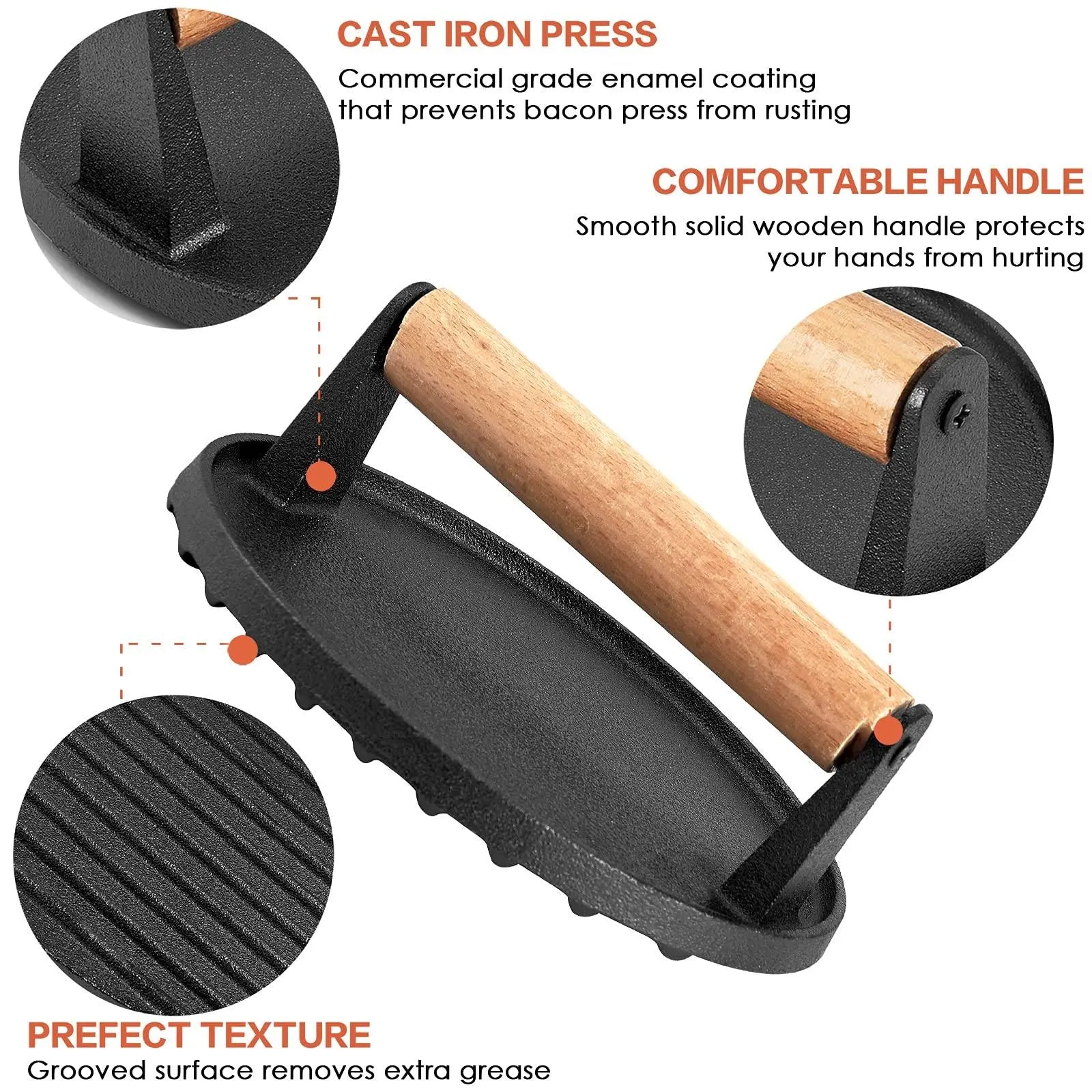 Heavy Duty Round & Rectangle Cast Iron Grill Press Set - BBQ Backyard Supply Co