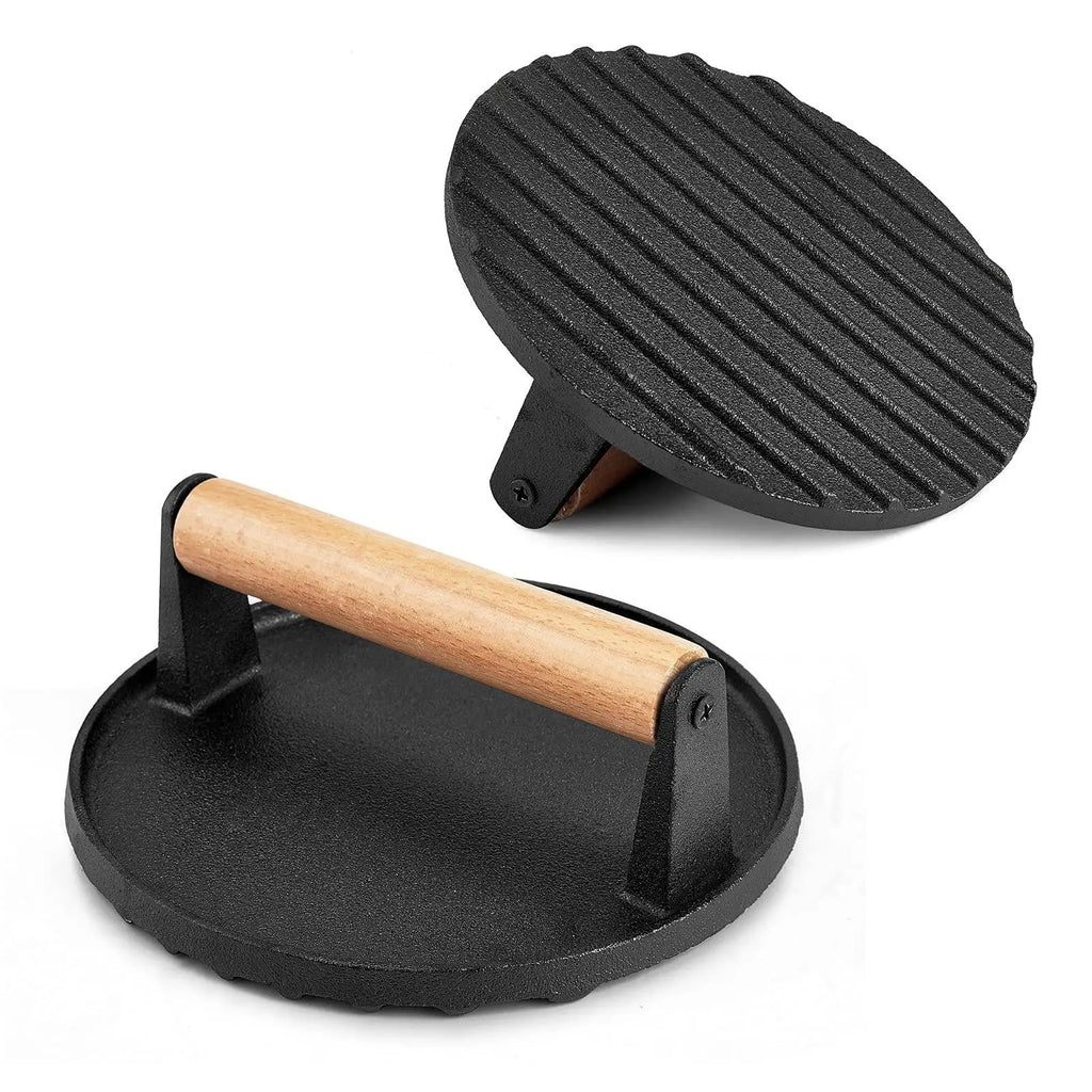 Heavy Duty Round & Rectangle Cast Iron Grill Press Set - BBQ Backyard Supply Co