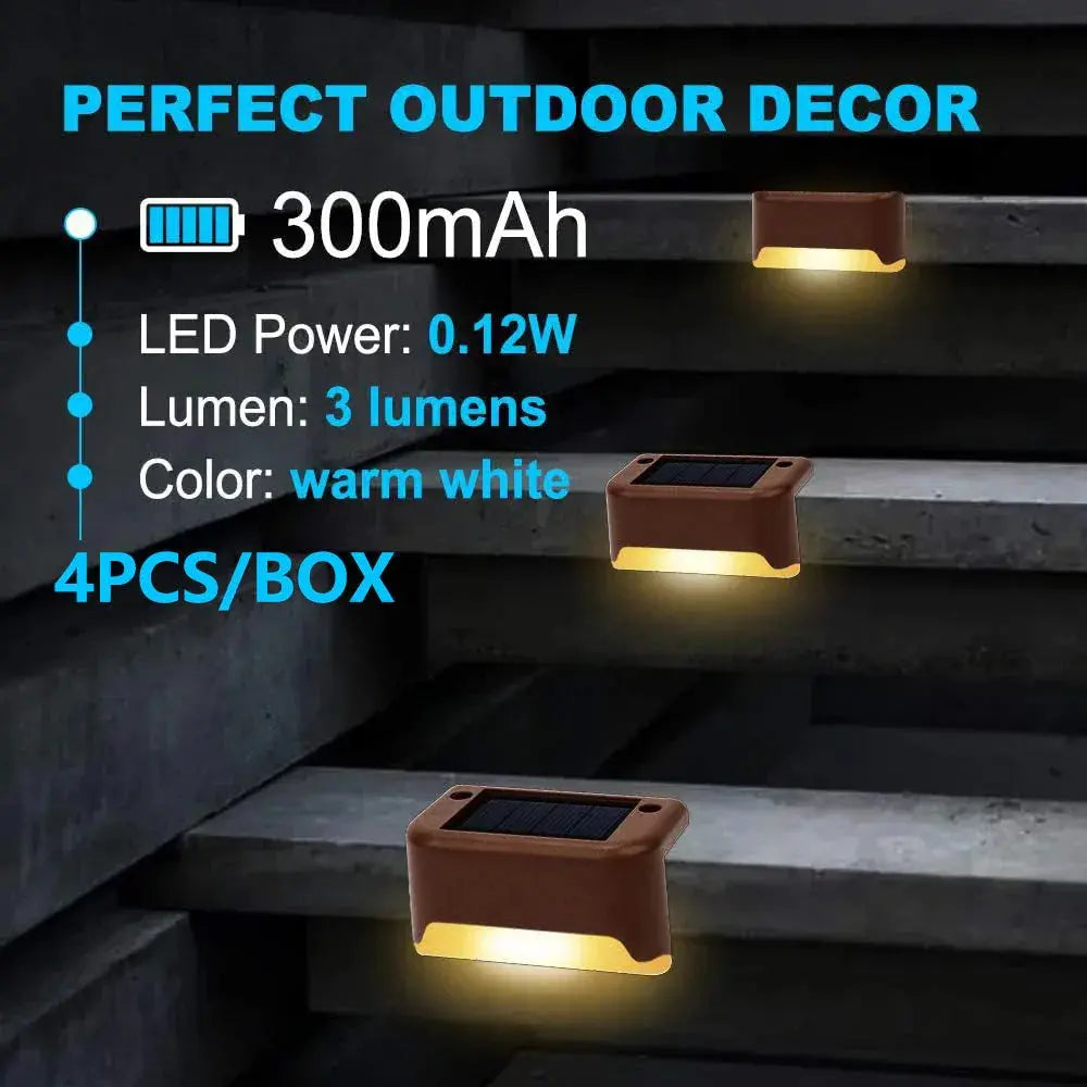 4 Pack Solar Powered LED Outdoor Step Deck Lights - BBQ Backyard Supply Co