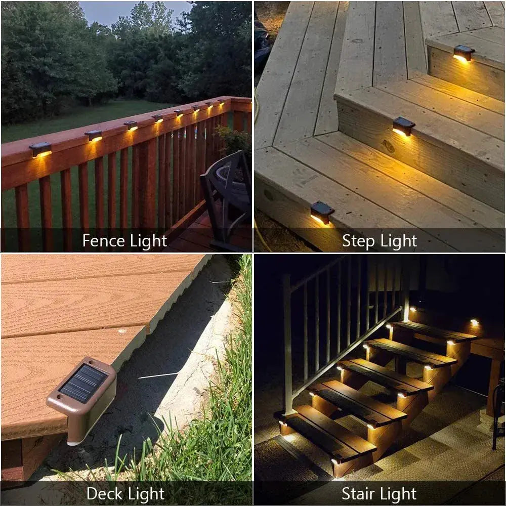 4 Pack Solar Powered LED Outdoor Step Deck Lights - BBQ Backyard Supply Co