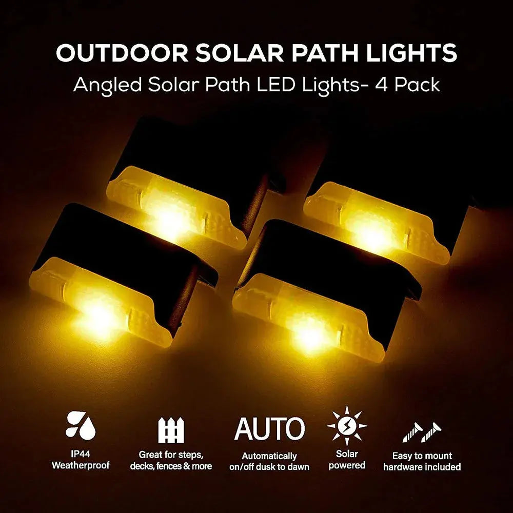 4 Pack Solar Powered LED Outdoor Step Deck Lights - BBQ Backyard Supply Co