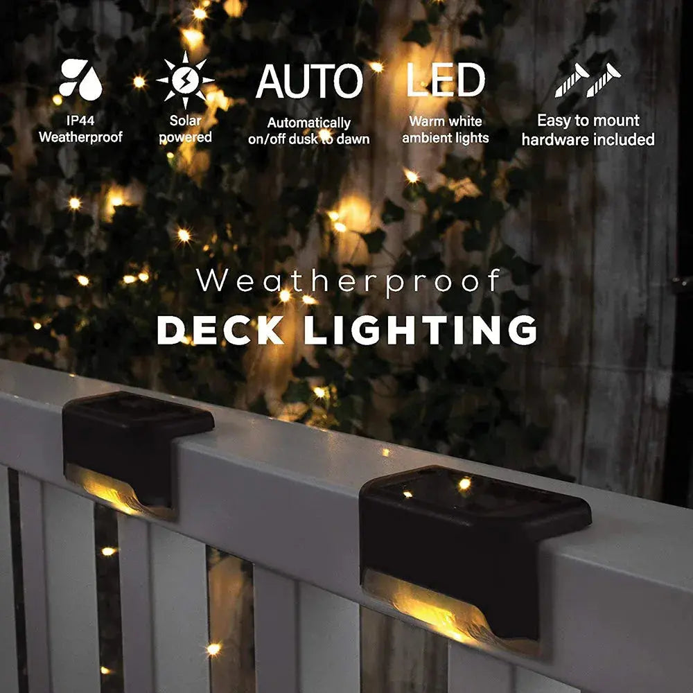4 Pack Solar Powered LED Outdoor Step Deck Lights - BBQ Backyard Supply Co