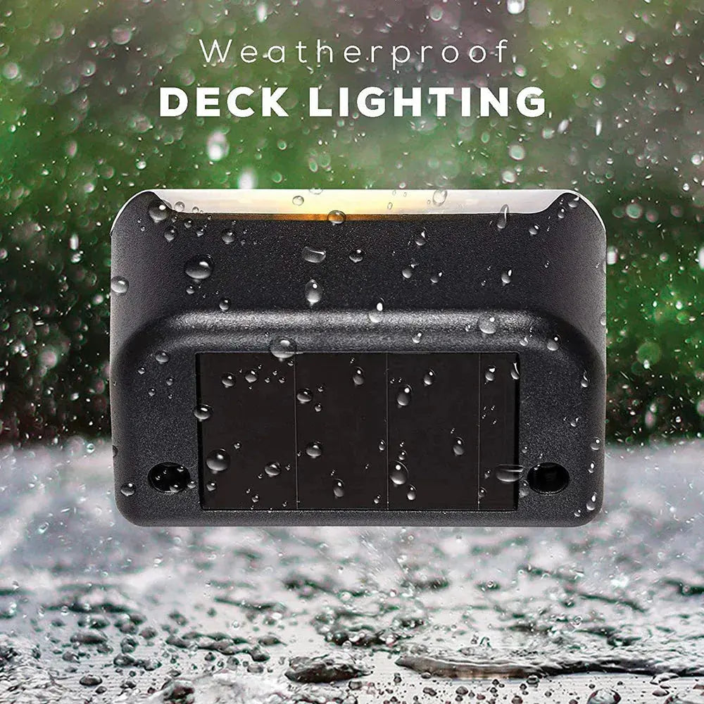 4 Pack Solar Powered LED Outdoor Step Deck Lights - BBQ Backyard Supply Co
