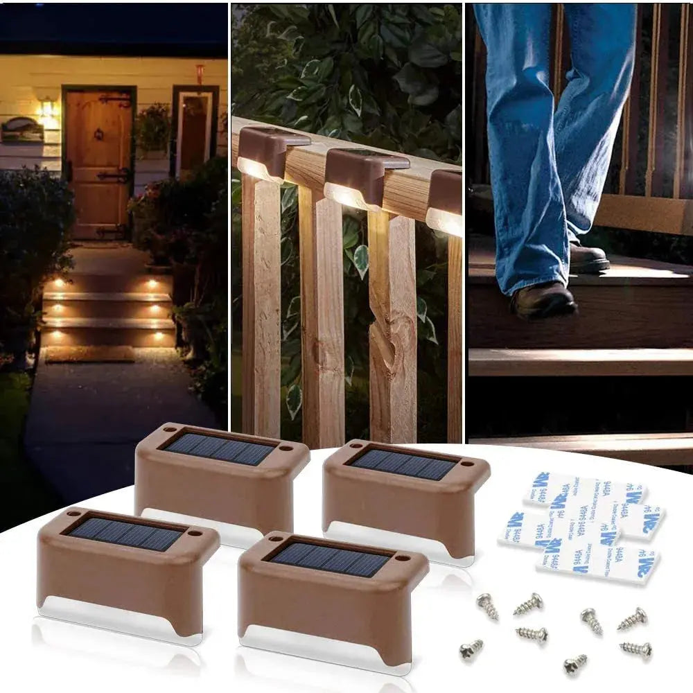 4 Pack Solar Powered LED Outdoor Step Deck Lights - BBQ Backyard Supply Co