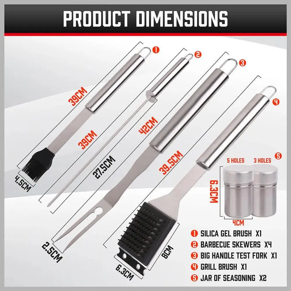 18‑Piece Stainless Steel BBQ Tool Set – Outdoor Cooking Utensils with Aluminium Carry Case - BBQ Backyard Supply Co