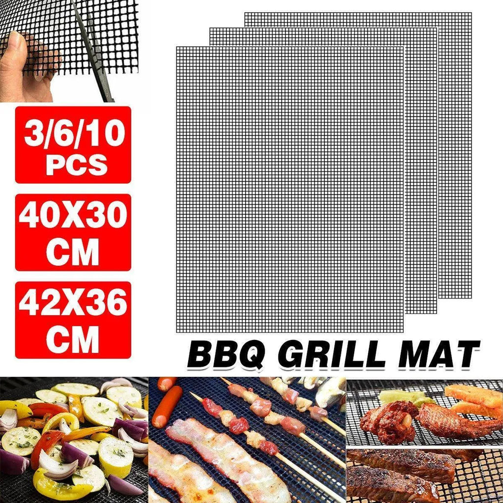 10PCS Non-Stick BBQ Grill Mesh Mat - 40X30cm-10PCS - BBQ Backyard Supply Co