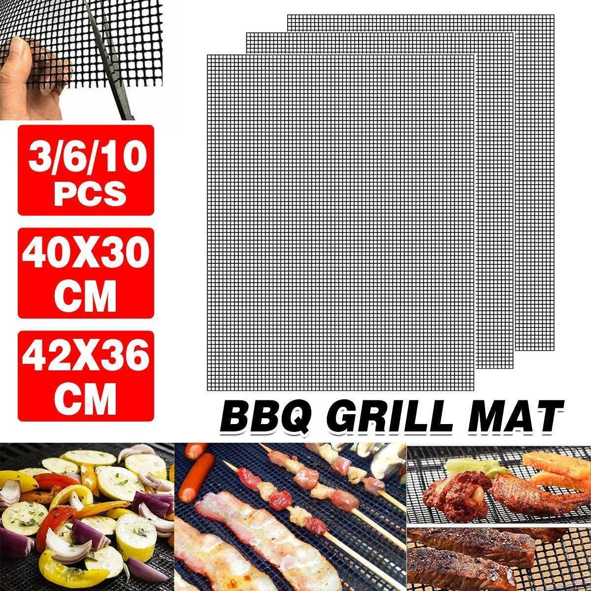 10PCS Non-Stick BBQ Grill Mesh Mat - 40X30cm-10PCS - BBQ Backyard Supply Co