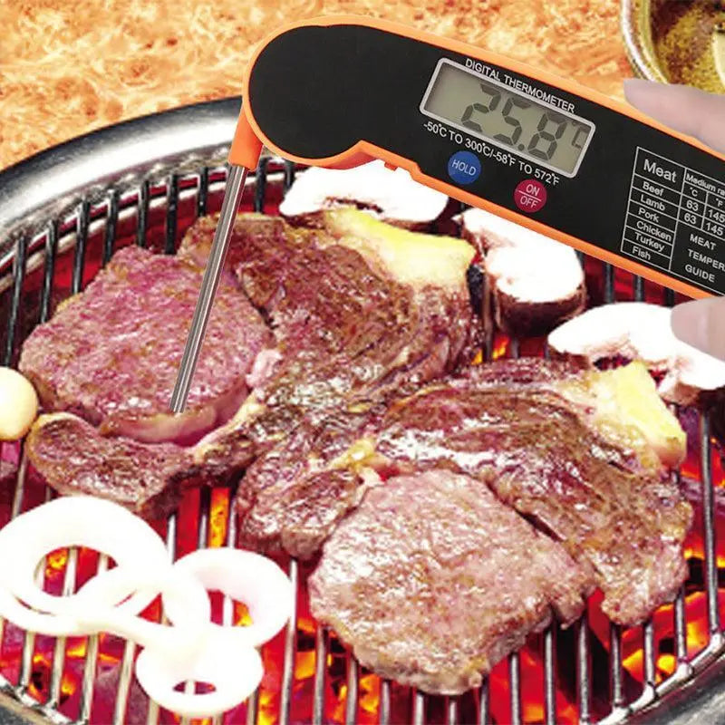 Foldable Digital Thermometer Meat Probe - Black - BBQ Backyard Supply Co