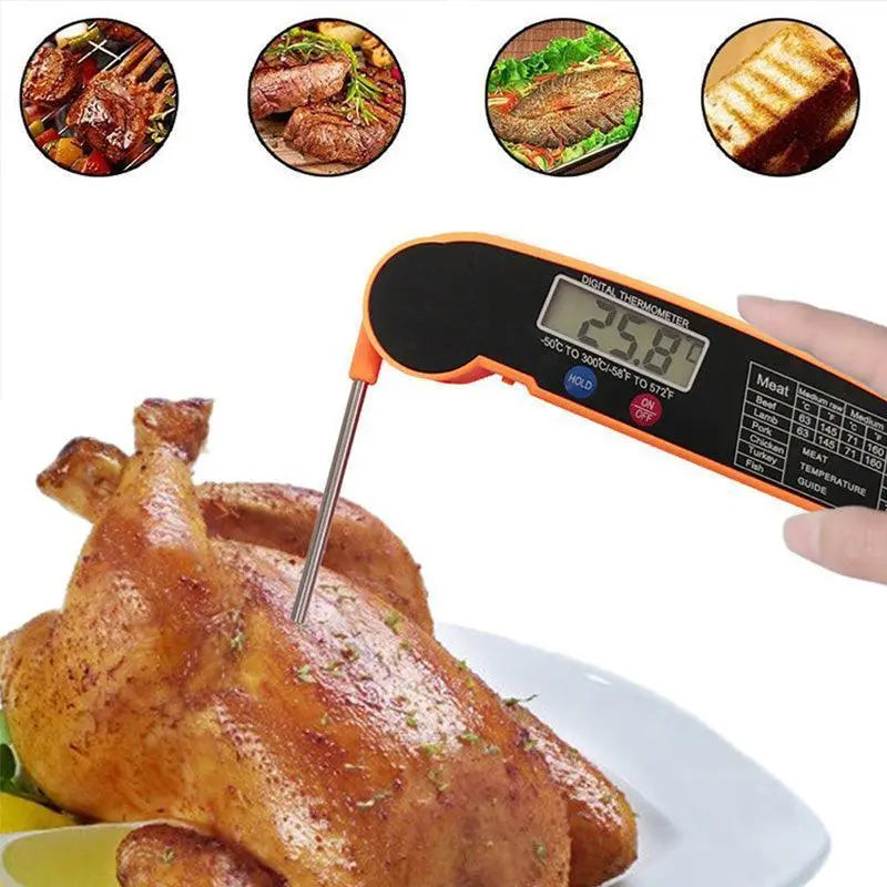 Foldable Digital Thermometer Meat Probe - Black - BBQ Backyard Supply Co