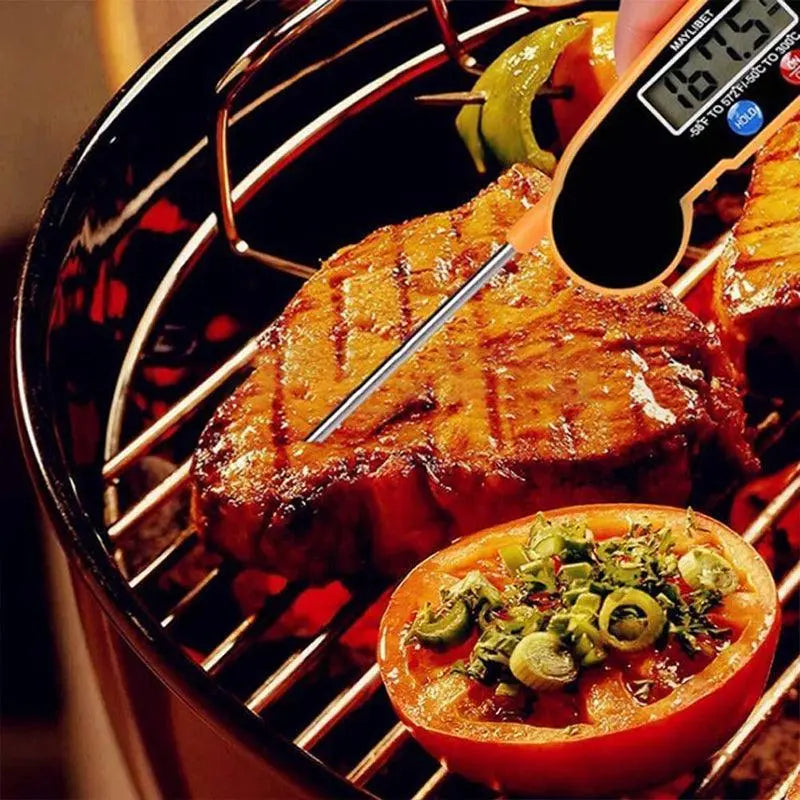 Foldable Digital Thermometer Meat Probe - Black - BBQ Backyard Supply Co